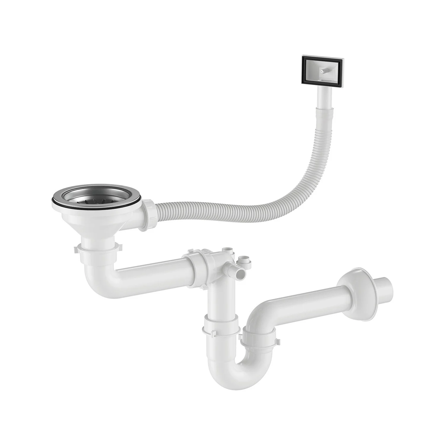 Zlewozmywak 78x45 cm – Stal Nierdzewna INOX, 2-komorowy, wpuszczany w blat, satyna szczotkowana, z przelewem i otworem 35 mm (odpływ 114 mm, syfon w zestawie)