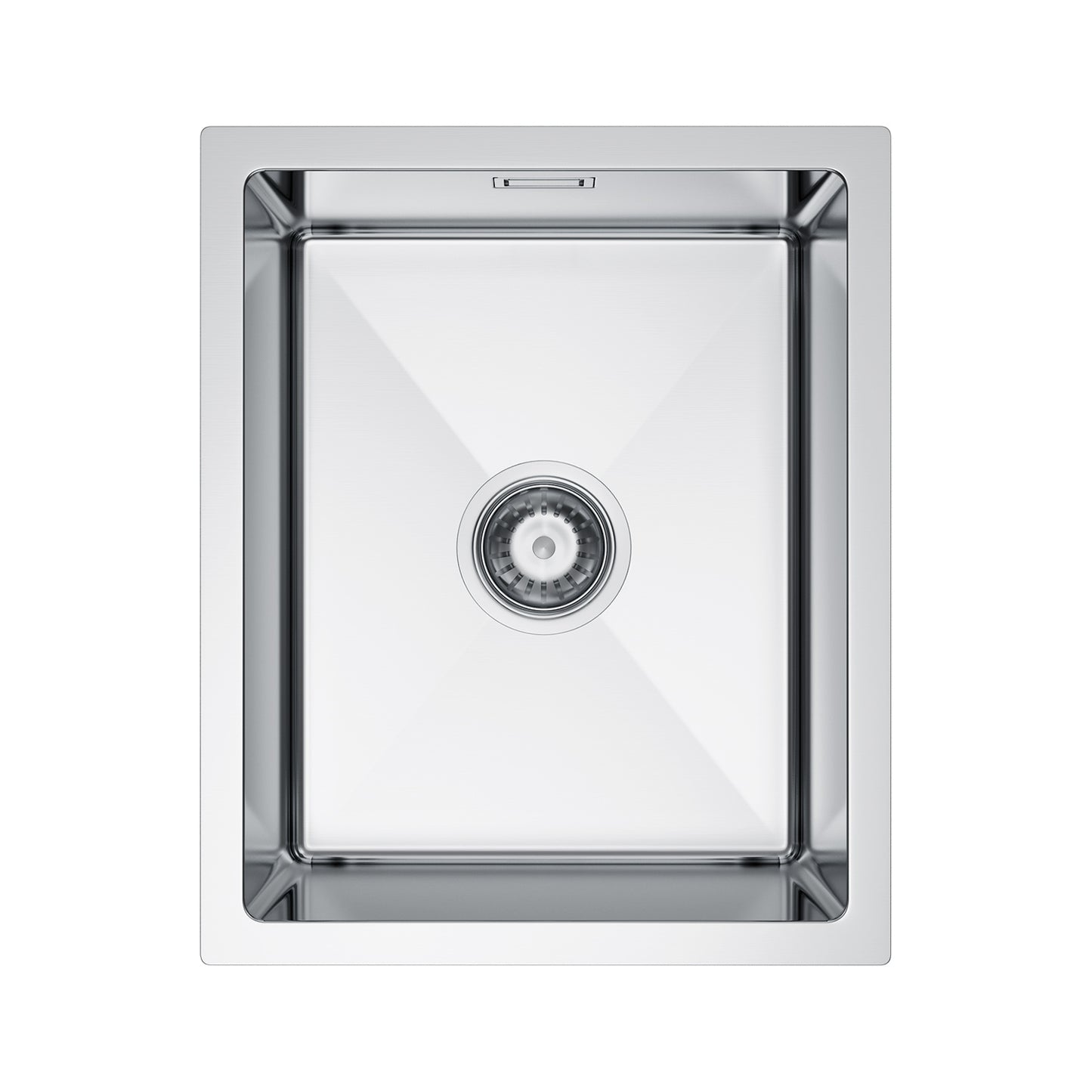 Zlewozmywak Stalowy 37x45 cm INOX (Satyna) — Jednokomorowy, Nablatowy lub Podwieszany, Głębokość 210 mm, Przelew, Odpływ 114 mm