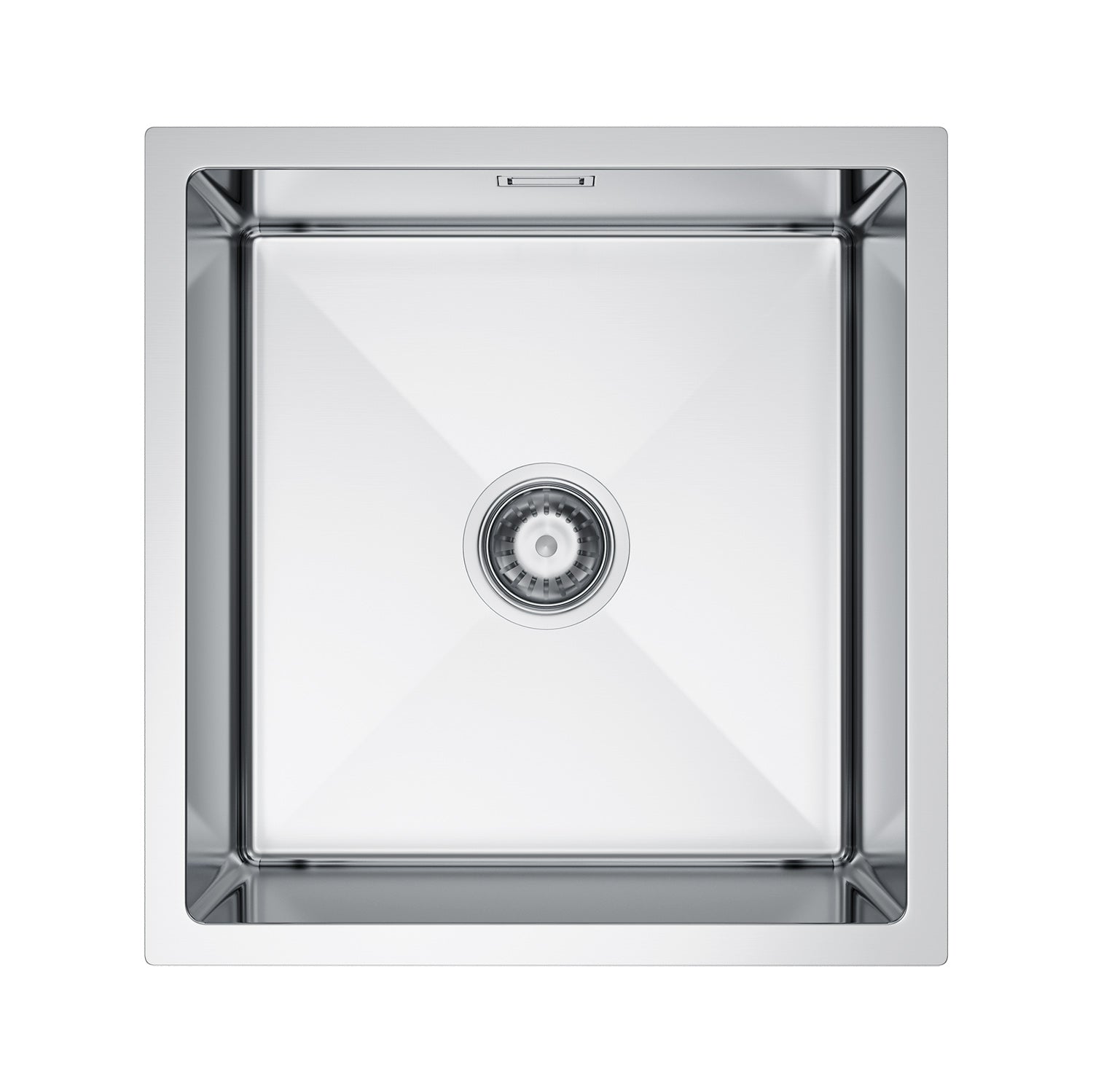 Zlewozmywak Stalowy 47x45 cm INOX (Satyna) — Jednokomorowy, Głębokość 210 mm, Przelew, Odpływ 114 mm