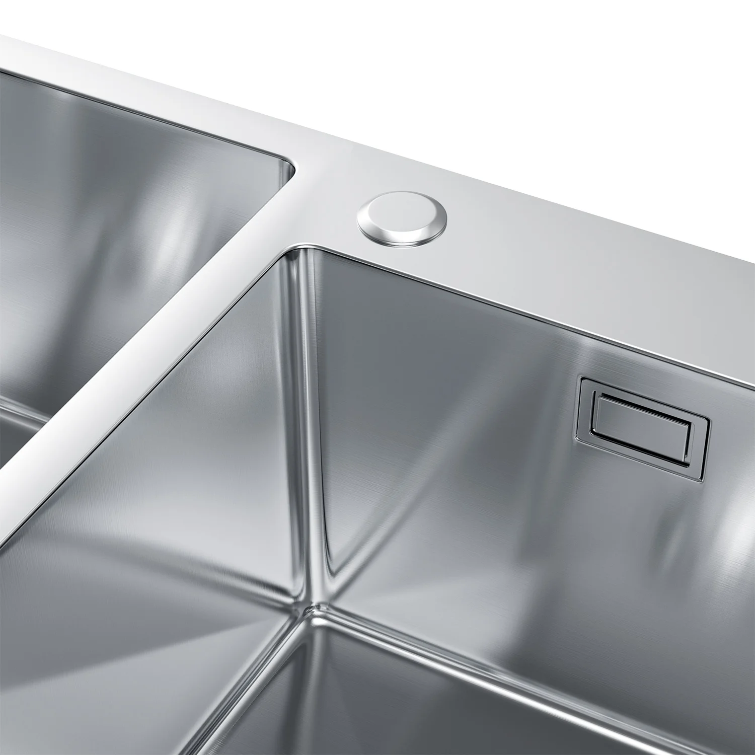Zlewozmywak 78x45 cm – Stal Nierdzewna INOX, 2-komorowy, wpuszczany w blat, satyna szczotkowana, z przelewem i otworem 35 mm (odpływ 114 mm, syfon w zestawie)
