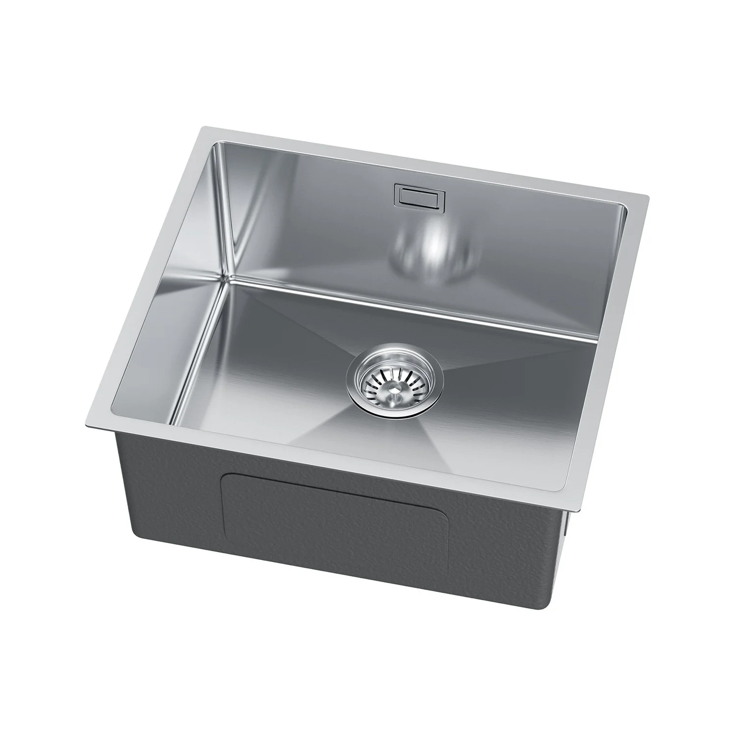 Zlewozmywak Stalowy 49x44 cm INOX (Satyna) — Jednokomorowy, Głębokość 210 mm, Przelew, Odpływ 110 mm