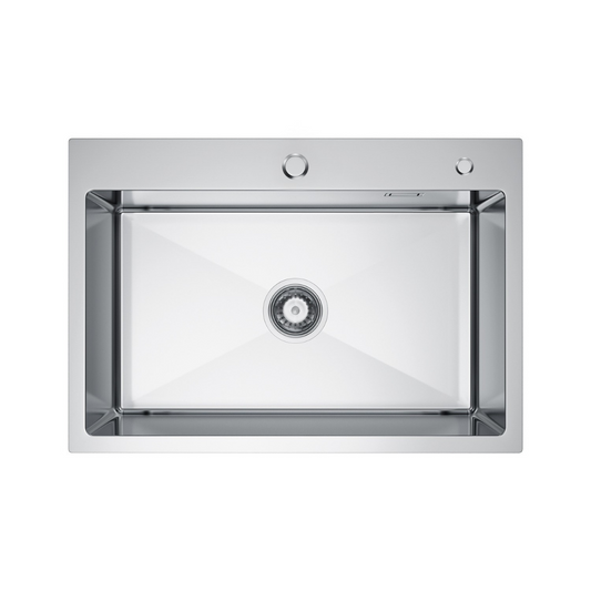 Zlewozmywak 68x45 cm – Stal Nierdzewna INOX, 1-komorowy, nablatowy, z przelewem i otworem na baterię