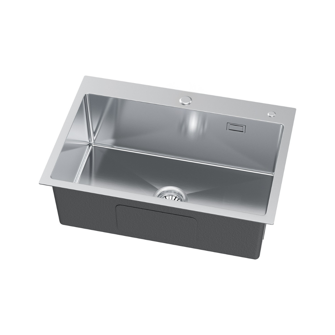 Zlewozmywak 68x45 cm – Stal Nierdzewna INOX, 1-komorowy, nablatowy, z przelewem i otworem na baterię