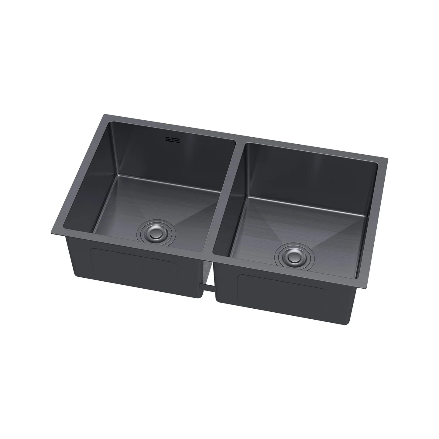Zlewozmywak Stalowy 80x45 cm PVD Grafit — Dwukomorowy, Wpuszczany/Podwieszany/Na Równi z Blatem, Głębokość 210 mm, Przelew