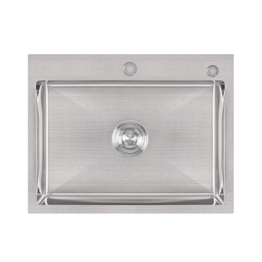 Zlewozmywak Stalowy Jednokomorowy 58x45 cm INOX z Syfonem i Otworem Przelewowym