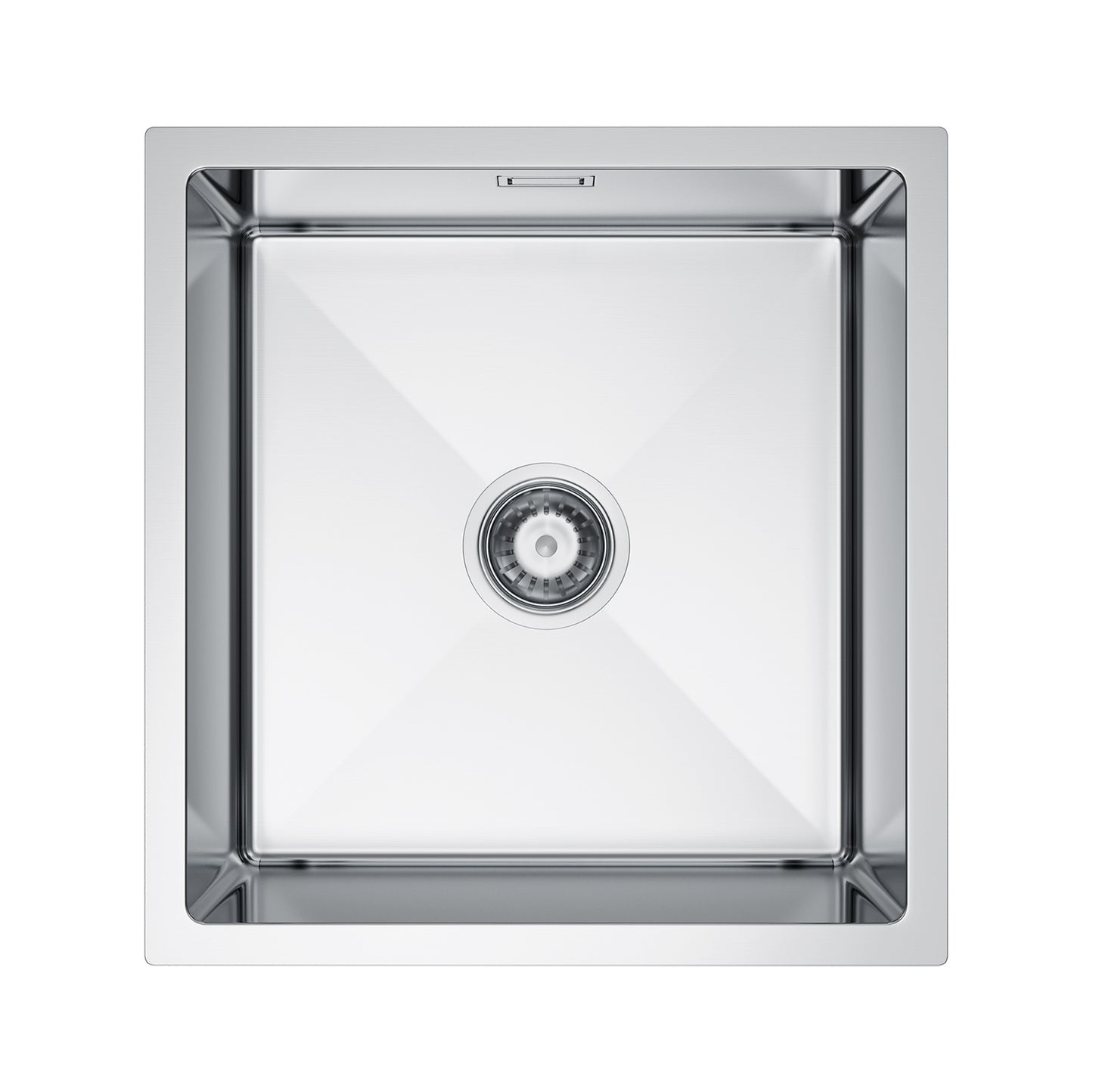 Zlewozmywak Stalowy 47x45 cm INOX (Satyna) — Jednokomorowy, Głębokość 210 mm, Przelew, Odpływ 114 mm