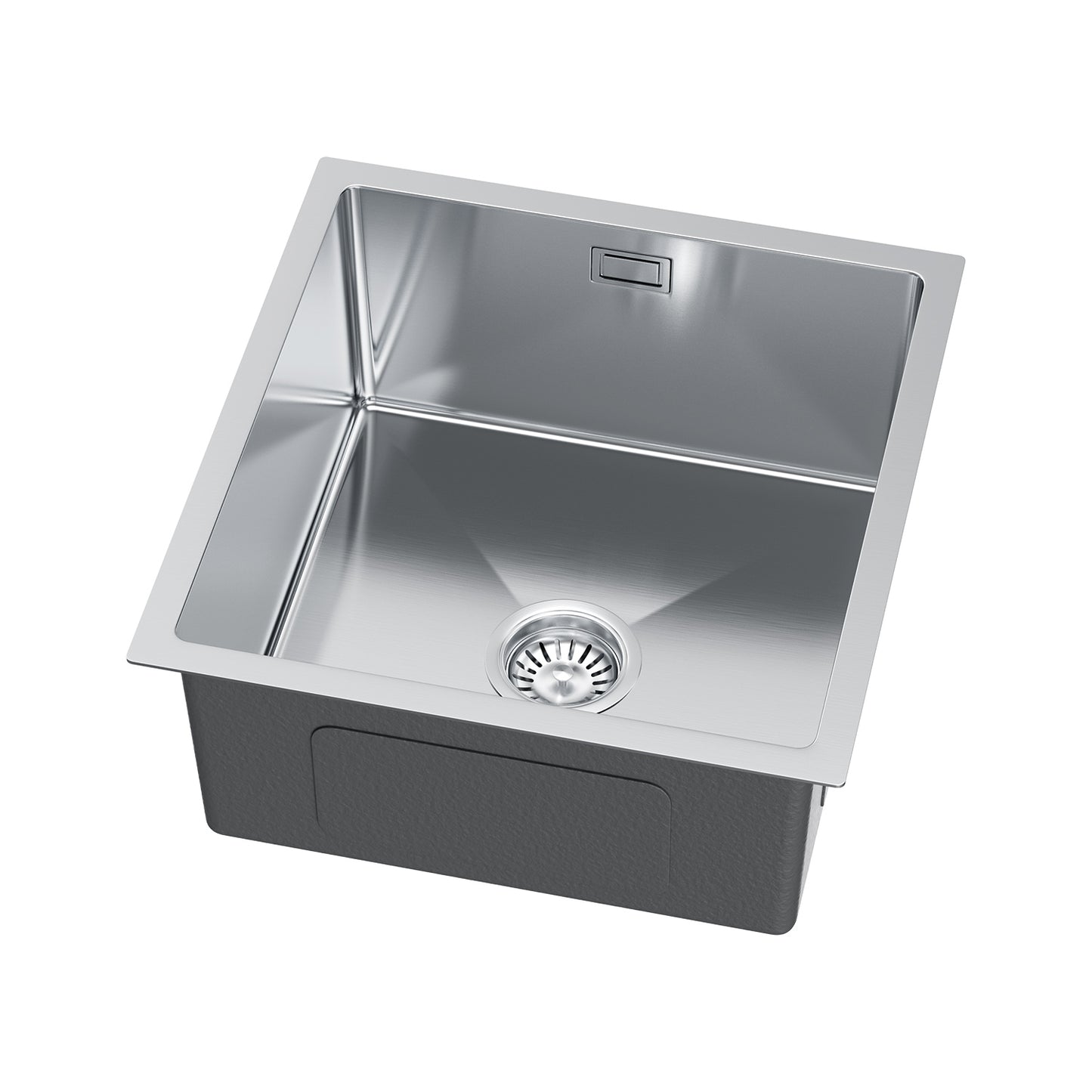 Zlewozmywak Stalowy 47x45 cm INOX (Satyna) — Jednokomorowy, Głębokość 210 mm, Przelew, Odpływ 114 mm