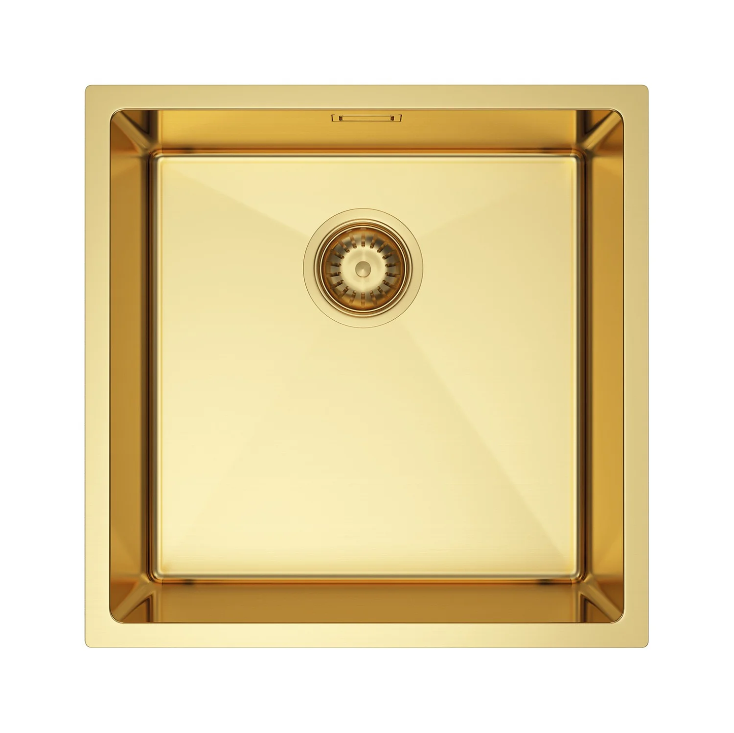 Zlewozmywak PVD Złoty Stalowy Jednokomorowy 44x44 cm z Syfonem i Otworem Przelewowym