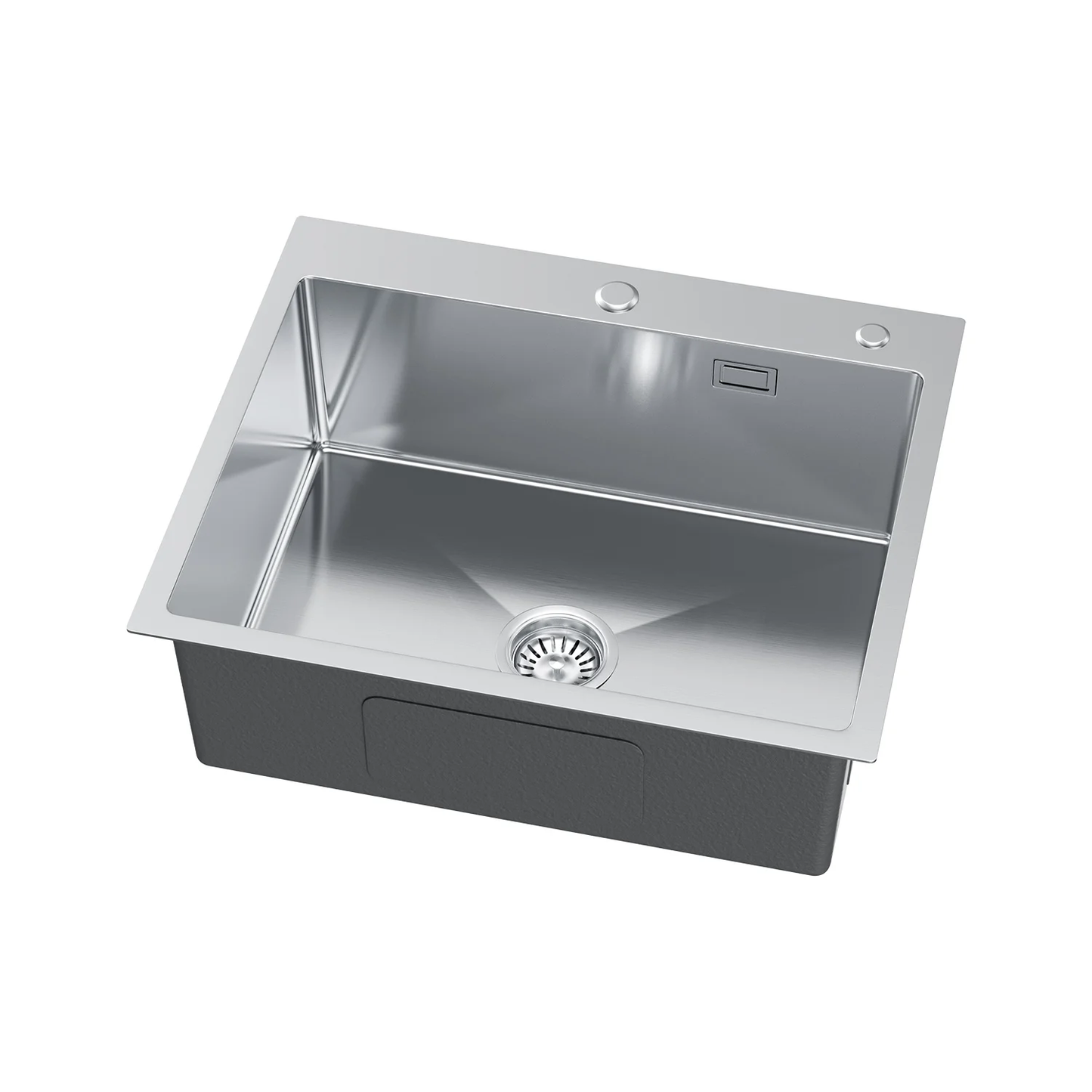 Zlewozmywak 60×50 cm ze stali nierdzewnej — jednokomorowy, Inox satyna szczotkowana, wpuszczany, głębokość 210 mm, otwory 35/28 mm, odpływ 114 mm, z przelewem