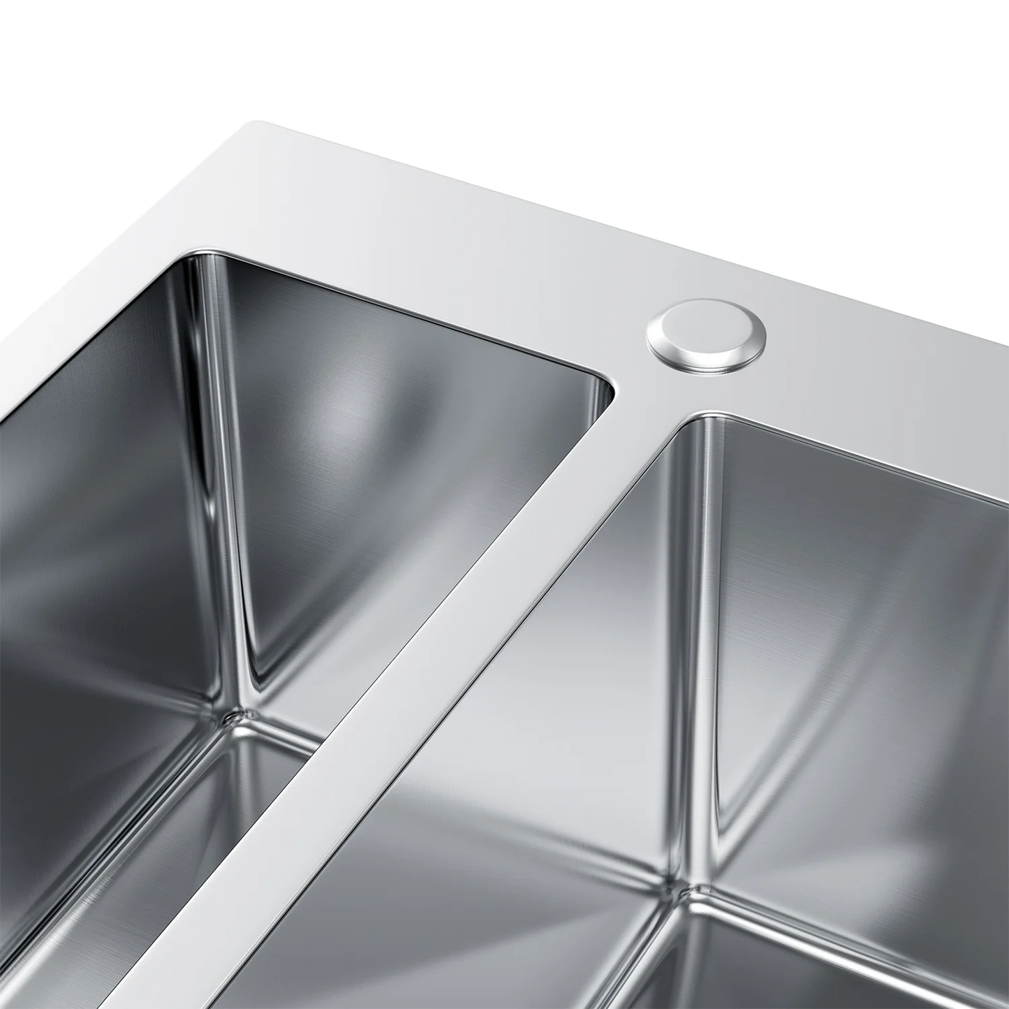 Zlewozmywak Stalowy 61x51 cm INOX (Satyna) — Półtorakomorowy, Wpuszczany, Głębokość 210 mm, Przelew, Otwór 35 mm, Syfon w Zestawie