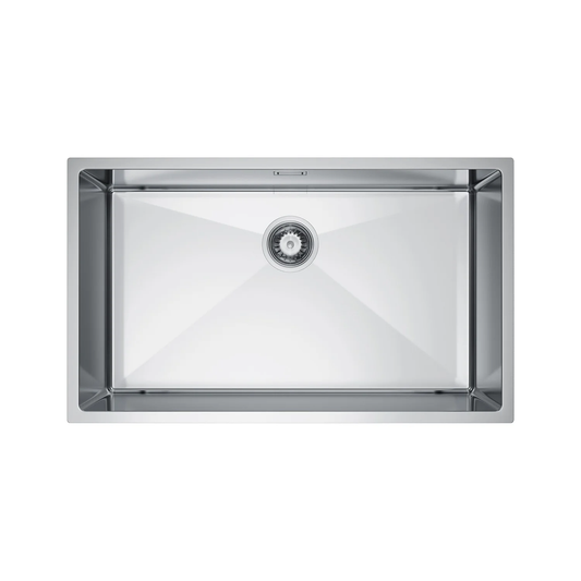 Zlewozmywak 74×44 cm ze stali nierdzewnej — jednokomorowy (komora 70×40 cm), Inox satyna szczotkowana, nablatowy/podwieszany, głębokość 210 mm, odpływ 114 mm, z przelewem