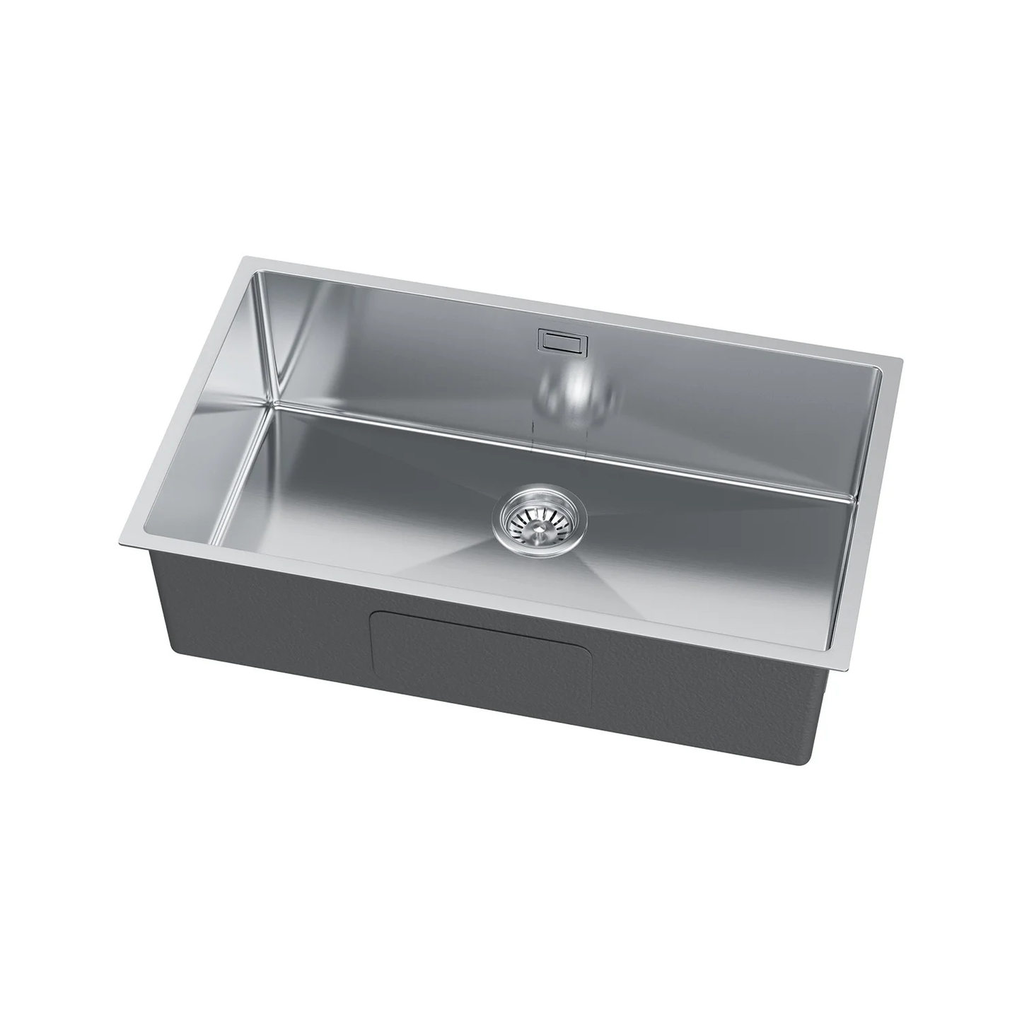 Zlewozmywak 74×44 cm ze stali nierdzewnej — jednokomorowy (komora 70×40 cm), Inox satyna szczotkowana, nablatowy/podwieszany, głębokość 210 mm, odpływ 114 mm, z przelewem