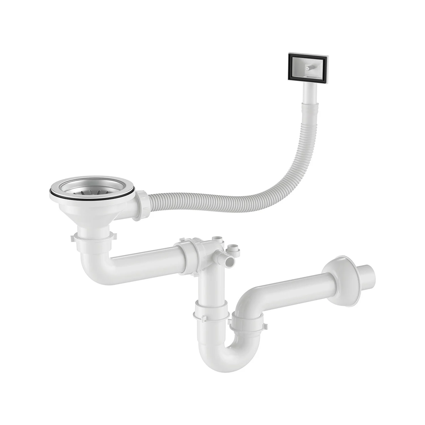 Zlewozmywak Stalowy Jednokomorowy 54x44 cm INOX z Syfonem i Otworem Przelewowym